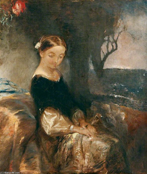 Order Paintings Reproductions Portrait Of A Young Girl by Alfred Joseph Woolmer (1805-1892, United Kingdom) | ArtsDot.com