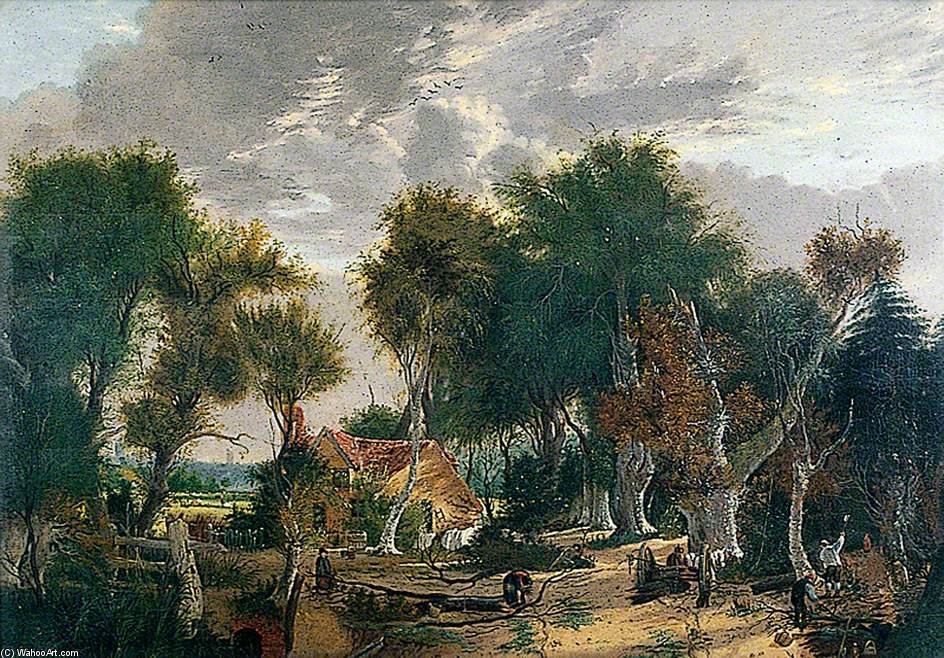 Buy Museum Art Reproductions Scene In Crown Point Wood With Woodcutters by Alfred Stannard (1806-1889, United Kingdom) | ArtsDot.com