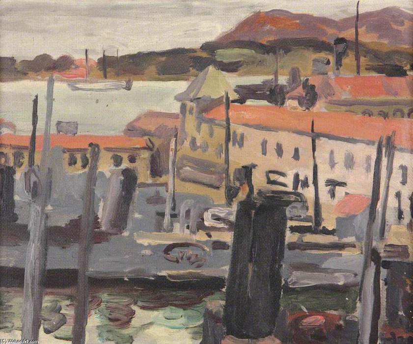 Order Art Reproductions Harbour Toulon - Sketch by Duncan Grant (Inspired By) (1885-1978, Scotland) | ArtsDot.com