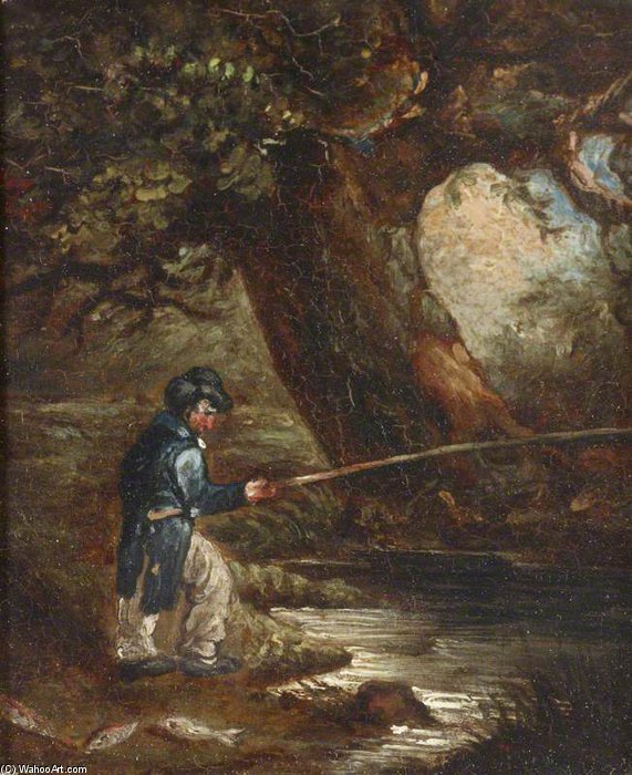 Order Oil Painting Replica A Fisherman By A Tree by John Berney Ladbrooke (1803-1879, United Kingdom) | ArtsDot.com