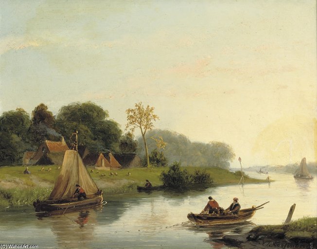 Buy Museum Art Reproductions Hauling In The Nets by Nicolaas Johannes Roosenboom (1805-1880, Netherlands) | ArtsDot.com