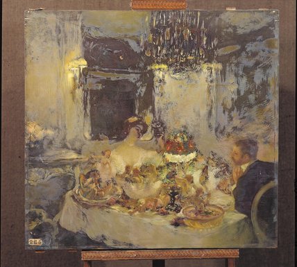 Order Oil Painting Replica The Champagne by Gaston De La Touche (1854-1913, France) | ArtsDot.com