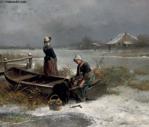 Buy Museum Art Reproductions Pulling On The Ice Skates by Johan Mari Henri Ten Kate (1859-1896, Netherlands) | ArtsDot.com