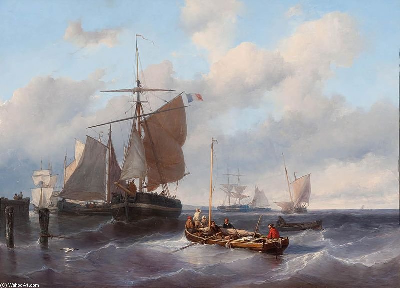 Order Artwork Replica Marine Met Vissersschepen by Louis Meijer (1809-1866, Netherlands) | ArtsDot.com