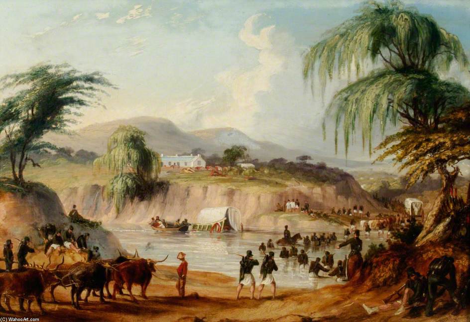 Buy Museum Art Reproductions River Crossing by Thomas Baines (1820-1875, United Kingdom) | ArtsDot.com