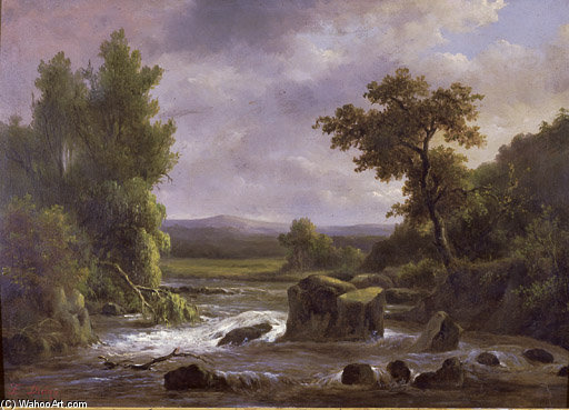 Buy Museum Art Reproductions Paysage Avec Riviere by Francois Diday (1802-1877, Switzerland) | ArtsDot.com
