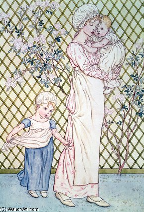Order Oil Painting Replica Mother And Child by Kate Greenaway (1846-1901, United Kingdom) | ArtsDot.com