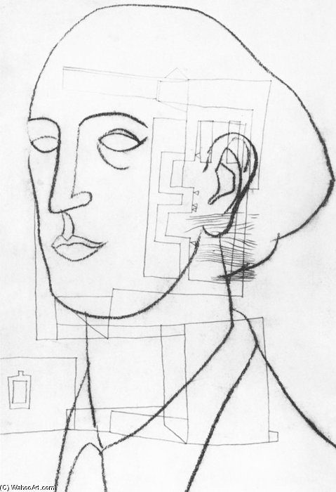 Buy Museum Art Reproductions Self-portrait With Architecture by Lajos Vajda (1908-1941, Hungary) | ArtsDot.com