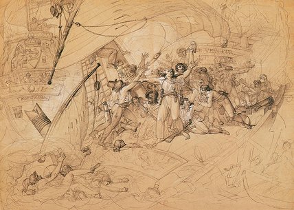 Order Oil Painting Replica Le Vengeur Du Peuple` Sinking At The Battle Of. by Louis Lafitte (1770-1828, France) | ArtsDot.com