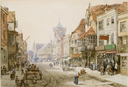 Buy Museum Art Reproductions High Street, Salisbury by Louise Rayner (1832-1924, United Kingdom) | ArtsDot.com