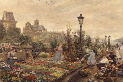 Order Oil Painting Replica The Flower Market by Marie Francois Firmin-Girard (1838-1921, France) | ArtsDot.com