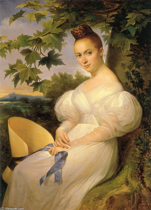 Buy Museum Art Reproductions Portrait Of A Woman Seated Beneath A Tree by Merry Joseph Blondel (1781-1853, France) | ArtsDot.com