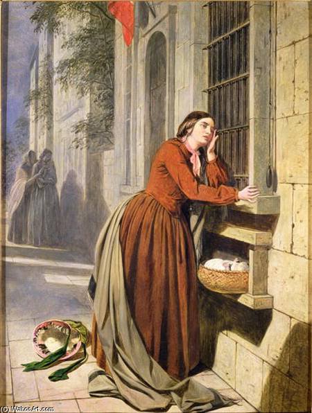 Order Paintings Reproductions Mother Depositing Her Child In The Foundling Hospital In Paris by Henry Nelson O'neil (1817-1880, Russia) | ArtsDot.com