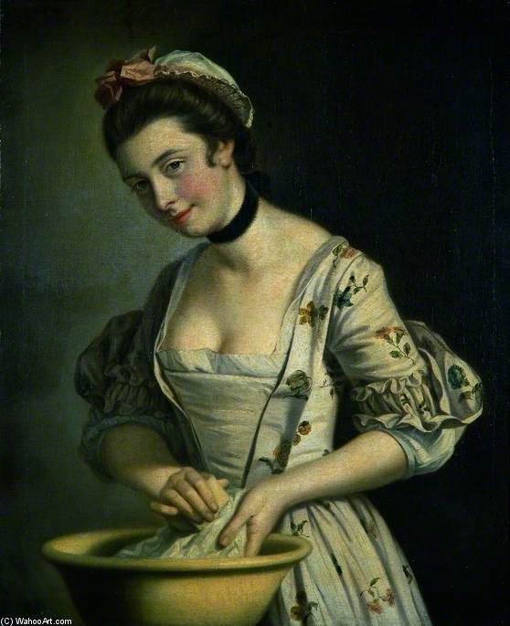 Buy Museum Art Reproductions A Lady`s Maid Soaping Linen - by Henry Robert Morland (1716-1797, United Kingdom) | ArtsDot.com