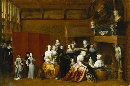 Buy Museum Art Reproductions Ladies Celebrating The Birth Of A Child by Hieronymus Janssens (1624-1693, Belgium) | ArtsDot.com