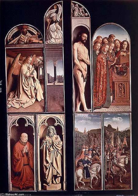 Buy Museum Art Reproductions Left Panel From The Ghent Altarpiece by Hubert Van Eyck (1370-1426, Belgium) | ArtsDot.com