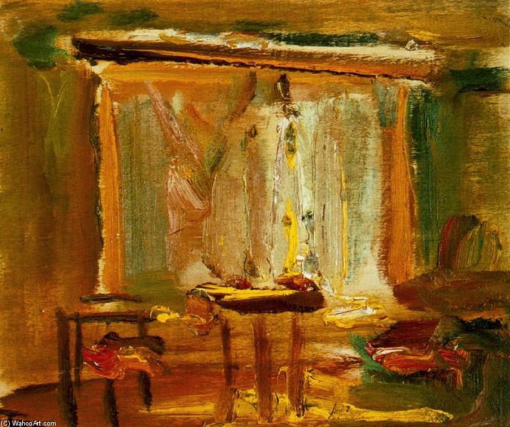 Buy Museum Art Reproductions Interior With Curtained Window by Janos Tornyai (1869-1936, Hungary) | ArtsDot.com