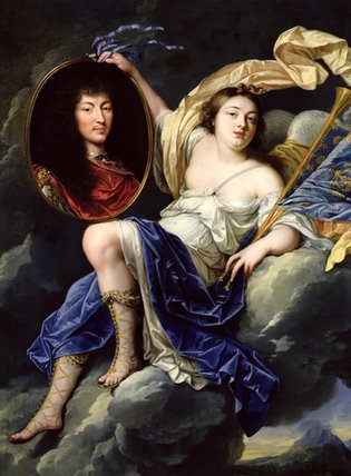 Order Oil Painting Replica Fame Presenting A Portrait Of Louis Xiv To France by Jean Nocret (1615-1672, France) | ArtsDot.com