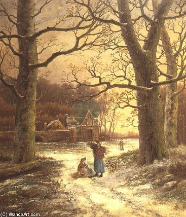 Order Art Reproductions Gathering Winter Fuel by Johannes Hermann Barend Koekkoek (1840-1912, Netherlands) | ArtsDot.com