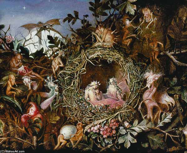 Order Paintings Reproductions Fairies In A Bird`s Nest by John Anster Fitzgerald (1819-1906, United Kingdom) | ArtsDot.com