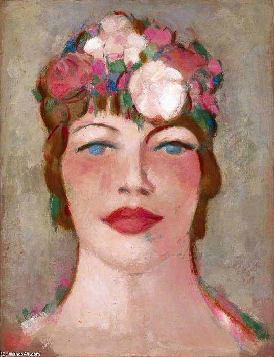 Order Oil Painting Replica Girl In Flowered Hat by John Duncan Fergusson (Inspired By) (1874-1961, Scotland) | ArtsDot.com