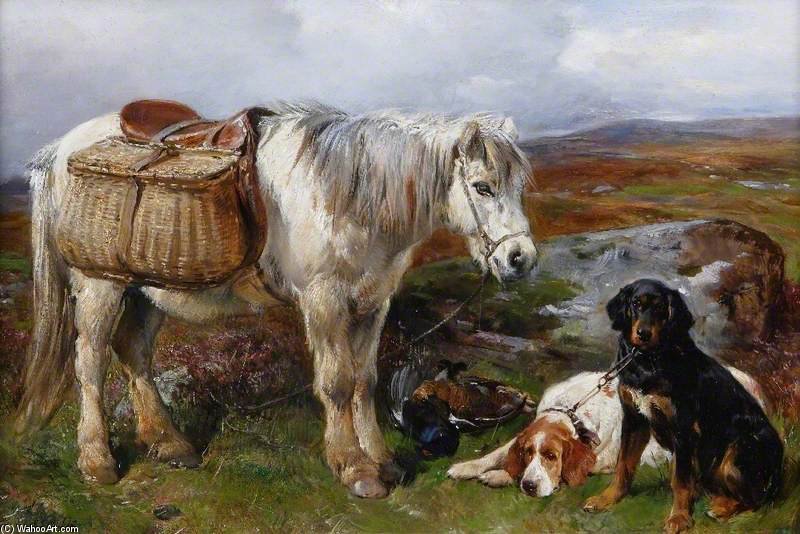 Order Oil Painting Replica Highland Pony And Dogs by John Sargeant Noble (1848-1896, United Kingdom) | ArtsDot.com