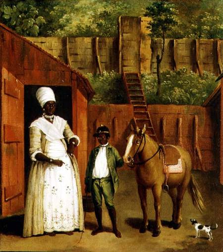 Buy Museum Art Reproductions A Negro Mother And Son With A Pony Outside A Stable by Agostino Brunias (1730-1796, Italy) | ArtsDot.com