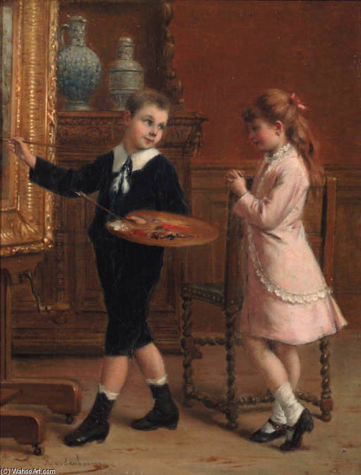 Order Oil Painting Replica The Young Artist by Albert Roosenboom (1845-1875, Belgium) | ArtsDot.com
