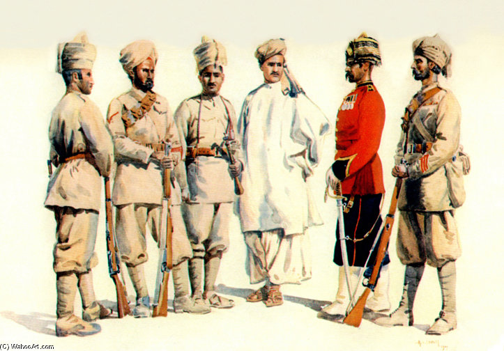 Buy Museum Art Reproductions 19th Punjabis by Alfred Crowdy Lovett (1862-1919) | ArtsDot.com