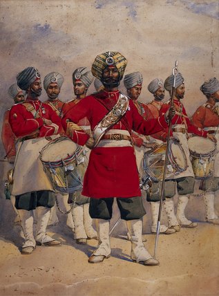Order Oil Painting Replica Soldiers Of The 45th Rattray`s Sikhs `the Drums` Jat by Alfred Crowdy Lovett (1862-1919) | ArtsDot.com
