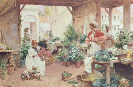 Order Art Reproductions Early Morning Market by Alfred I Glendening (1861-1907, United Kingdom) | ArtsDot.com