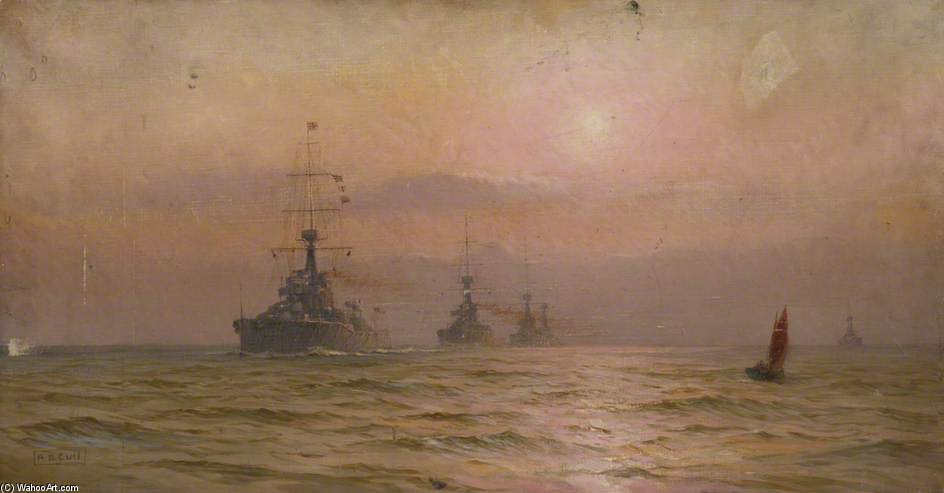 Buy Museum Art Reproductions Hms `orion` Leading The 2nd Battle Squadron Of The Home Fleet by Alma Claude Burlton Cull (1880-1931, United Kingdom) | ArtsDot.com