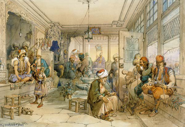 Buy Museum Art Reproductions A Coffee House, Constantinople by Count Amadeo Preziosi (1816-1882) | ArtsDot.com