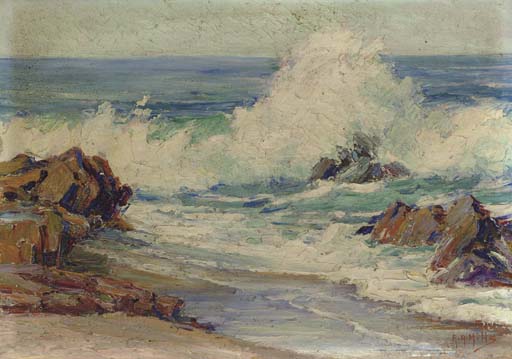 Order Paintings Reproductions Dashing Waves, Laguna Beach by Anna Althea Hills (1882-1930, United States) | ArtsDot.com