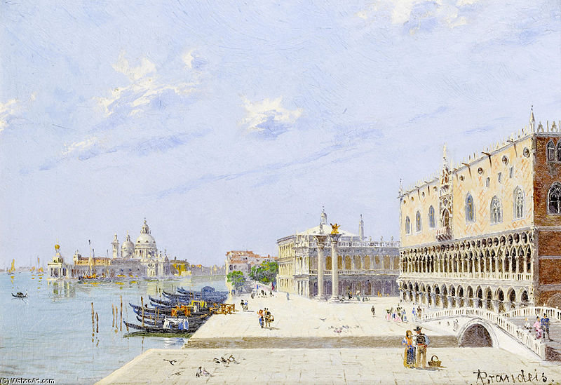 Buy Museum Art Reproductions La Piazzetta; Palazzo Ducale, Venezia by Antonietta Brandeis (1849-1926, Czech Republic) | ArtsDot.com