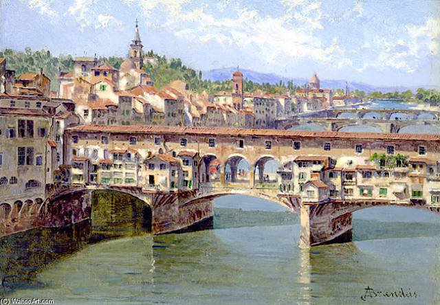 Order Oil Painting Replica Ponte Vecchio Zu Florenz by Antonietta Brandeis (1849-1926, Czech Republic) | ArtsDot.com