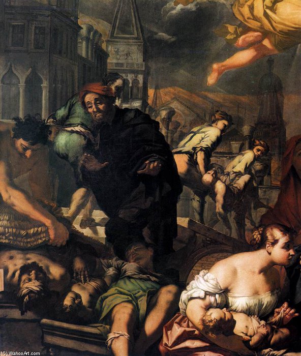 Order Oil Painting Replica The Virgin Appears To The Plague Victims by Antonio Zanchi (1631-1722, Italy) | ArtsDot.com