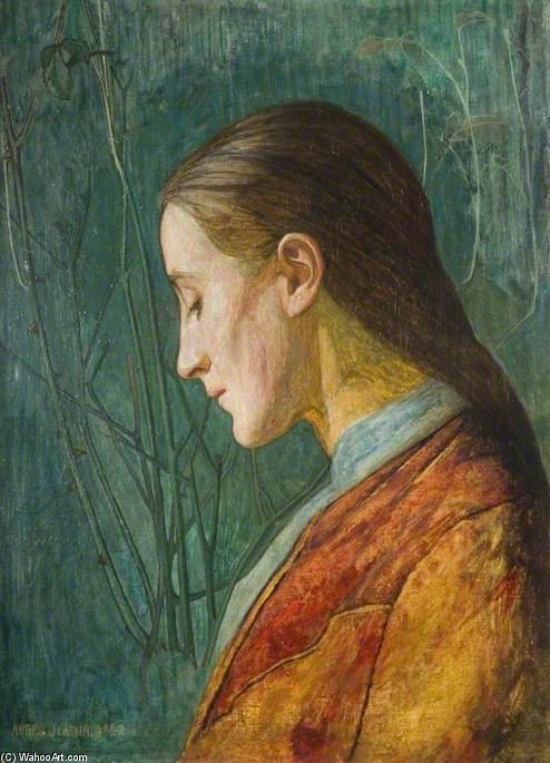 Buy Museum Art Reproductions Portrait Of A Reflective Lady by Arthur Joseph Gaskin (1862-1928, United Kingdom) | ArtsDot.com