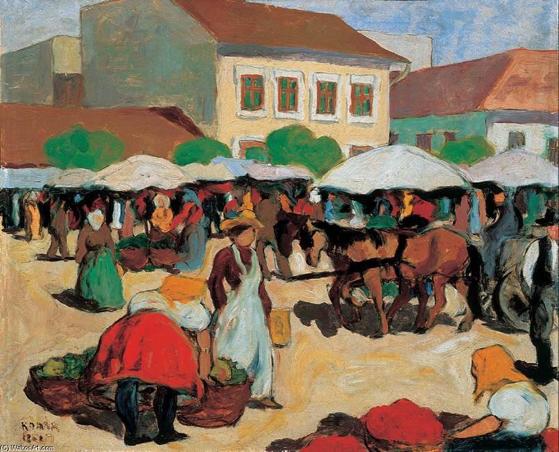Buy Museum Art Reproductions Market Square by Bela Kadar (Inspired By) (1877-1956, Hungary) | ArtsDot.com
