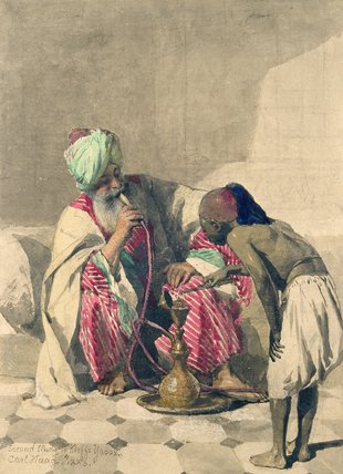 Buy Museum Art Reproductions The Nargileh Smoker And His Slave Boy by Carl Haag (1820-1915, Germany) | ArtsDot.com
