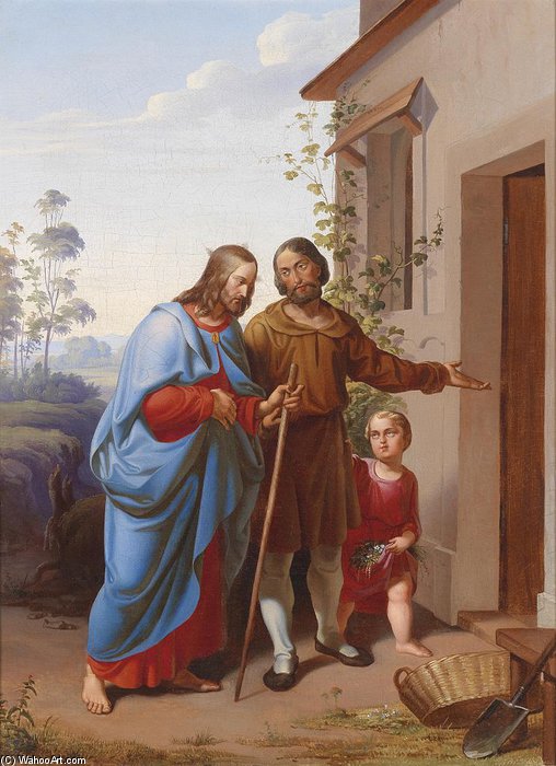 Order Oil Painting Replica Christus Tritt In Ein Haus Ein by Carl Rahl (1812-1865, Austria) | ArtsDot.com