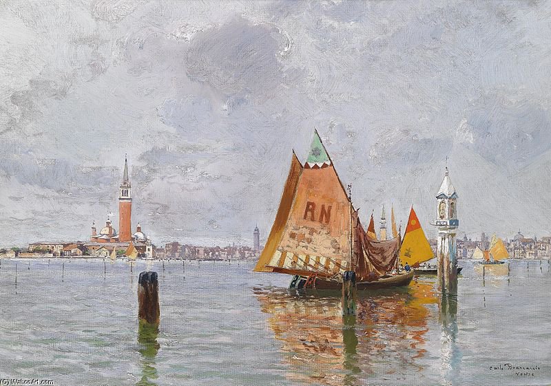 Buy Museum Art Reproductions Fischerboote In Der Lagune Von Venedig by Carlo Brancaccio (1861-1920, Italy) | ArtsDot.com