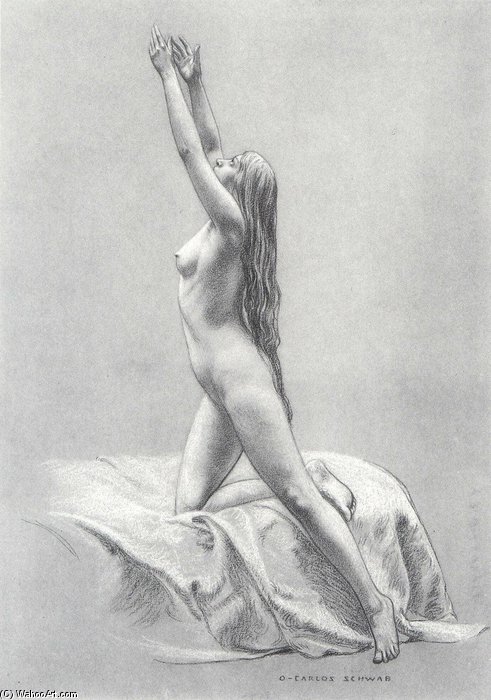 Buy Museum Art Reproductions Étude De Nu by Carlos Schwabe (1866-1926, Germany) | ArtsDot.com