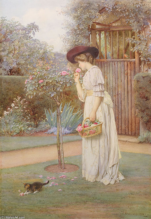 Order Paintings Reproductions The Vicars Rose Garden by Charles Edward Wilson (1854-1941, United Kingdom) | ArtsDot.com