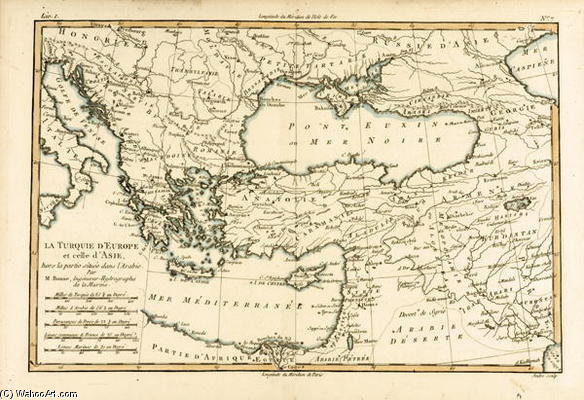 Buy Museum Art Reproductions Turkey, From `atlas De Toutes Les Parties Connues Du Globe Terrestre` By Guillaume Raynal ), 1713 by Rigobert Bonne (Charles Marie Rigobert Bonne) (1727-1795) | ArtsDot.com