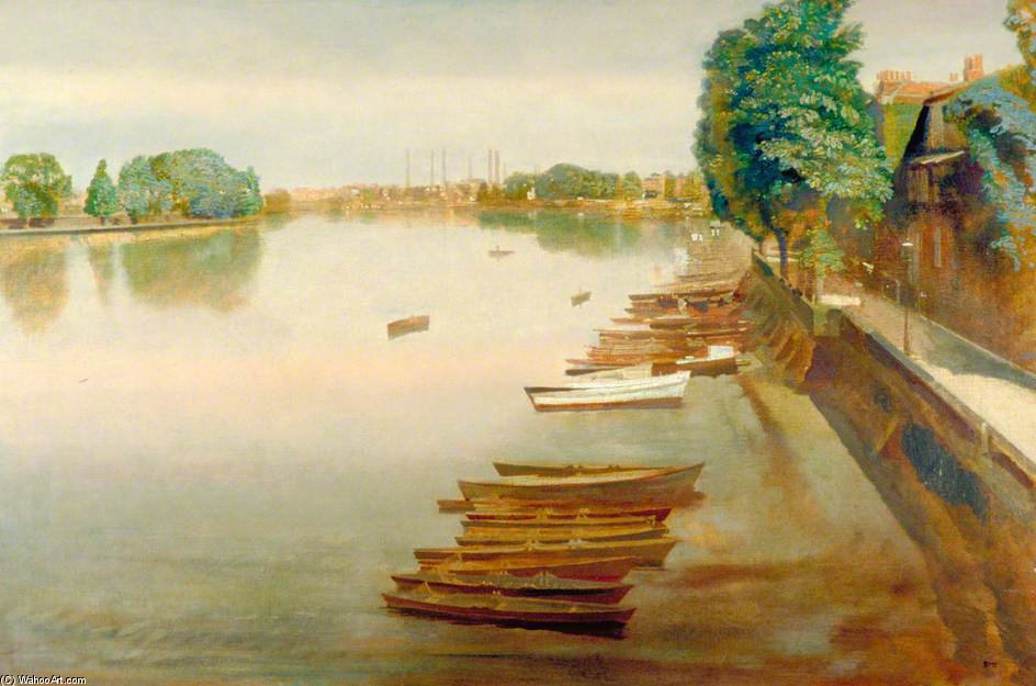 Order Art Reproductions Lower Mall, Hammersmith, Looking Towards Chiswick Reach by Charles Henry Sims (1873-1928, United Kingdom) | ArtsDot.com