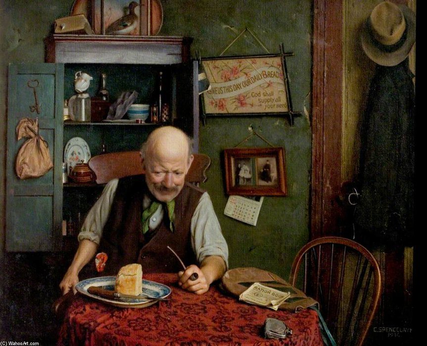 Order Oil Painting Replica His Daily Ration by Charles Spencelayh (Inspired By) (1865-1958, United Kingdom) | ArtsDot.com