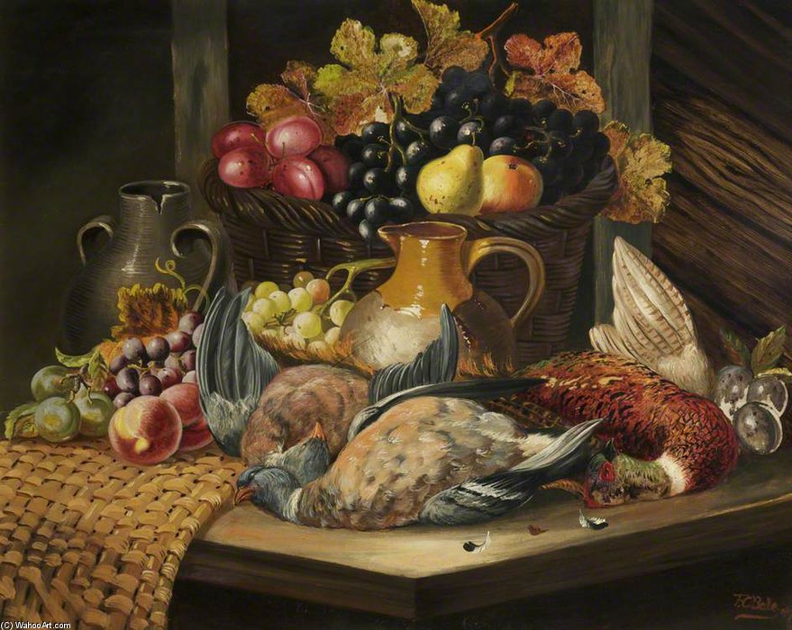 Buy Museum Art Reproductions Still Life With Fruit And Pheasants by Charles Thomas Bale (1855-1925) | ArtsDot.com