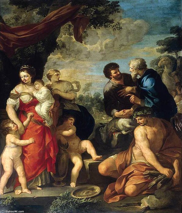 Order Paintings Reproductions The Reconciliation Of Jacob And Laban by Ciro Ferri (1633-1689, Italy) | ArtsDot.com