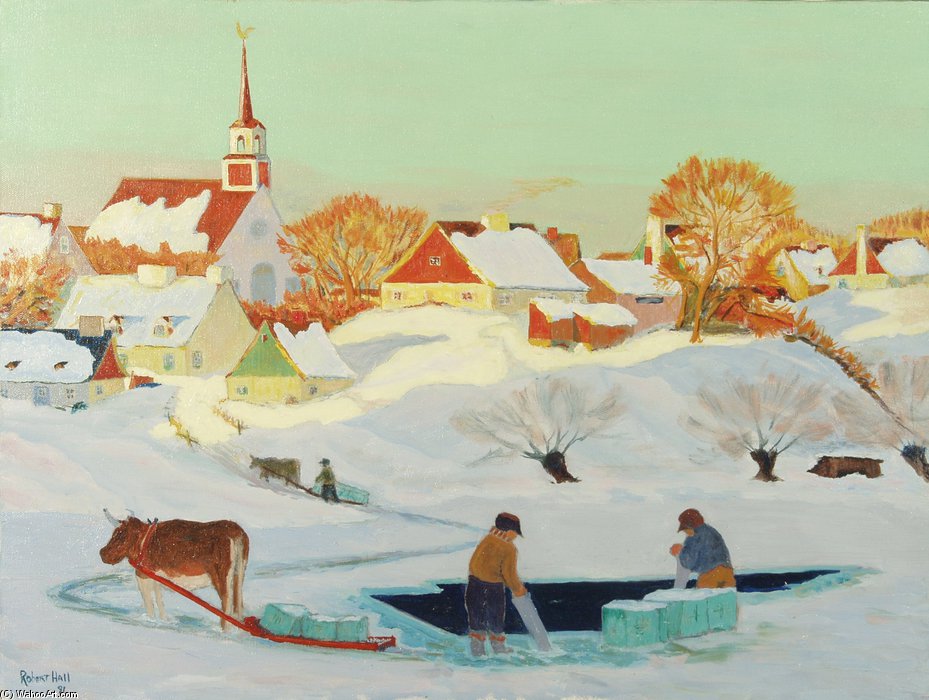Order Oil Painting Replica The Ice Harvest by Clarence Alphonse Gagnon (1881-1942, Canada) | ArtsDot.com